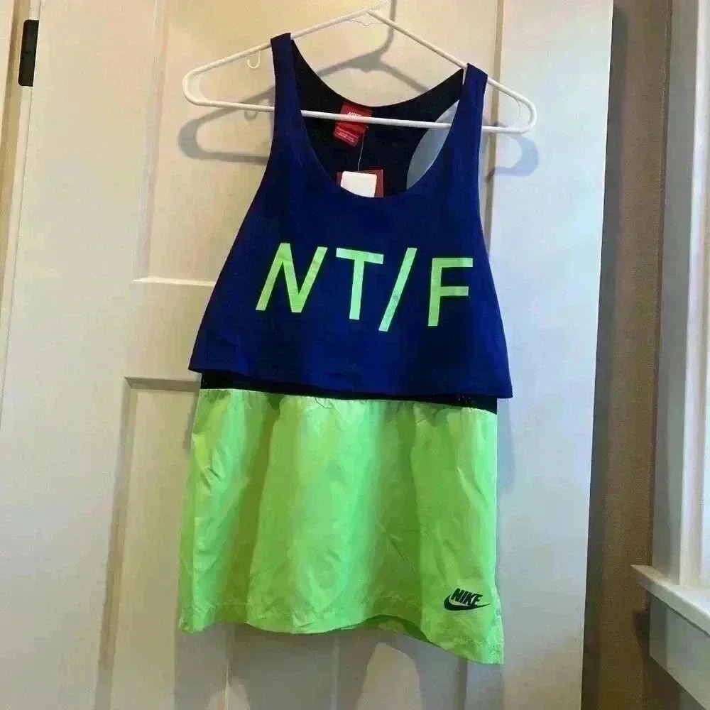 Nike Size Small Track And Field Women’s Run Crew Tank Green And Blue - Picture 2 of 10